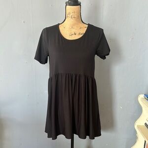 Adorable Babydoll Black Short Sleeve Top